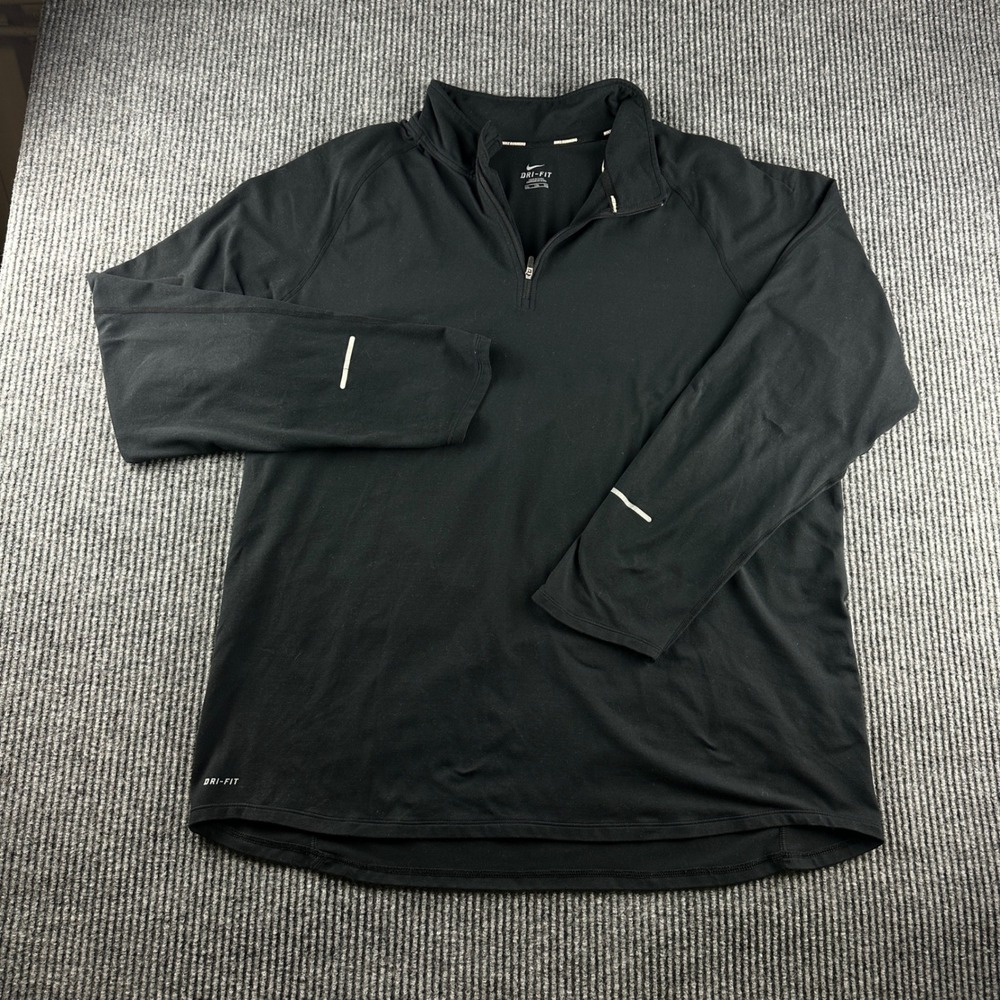 Nike Running Dri-FIT Mens XXL Black Quarter Zip Pullover Long Sleeve Shirt